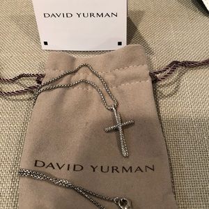 Crossover Cross Necklace with Diamonds